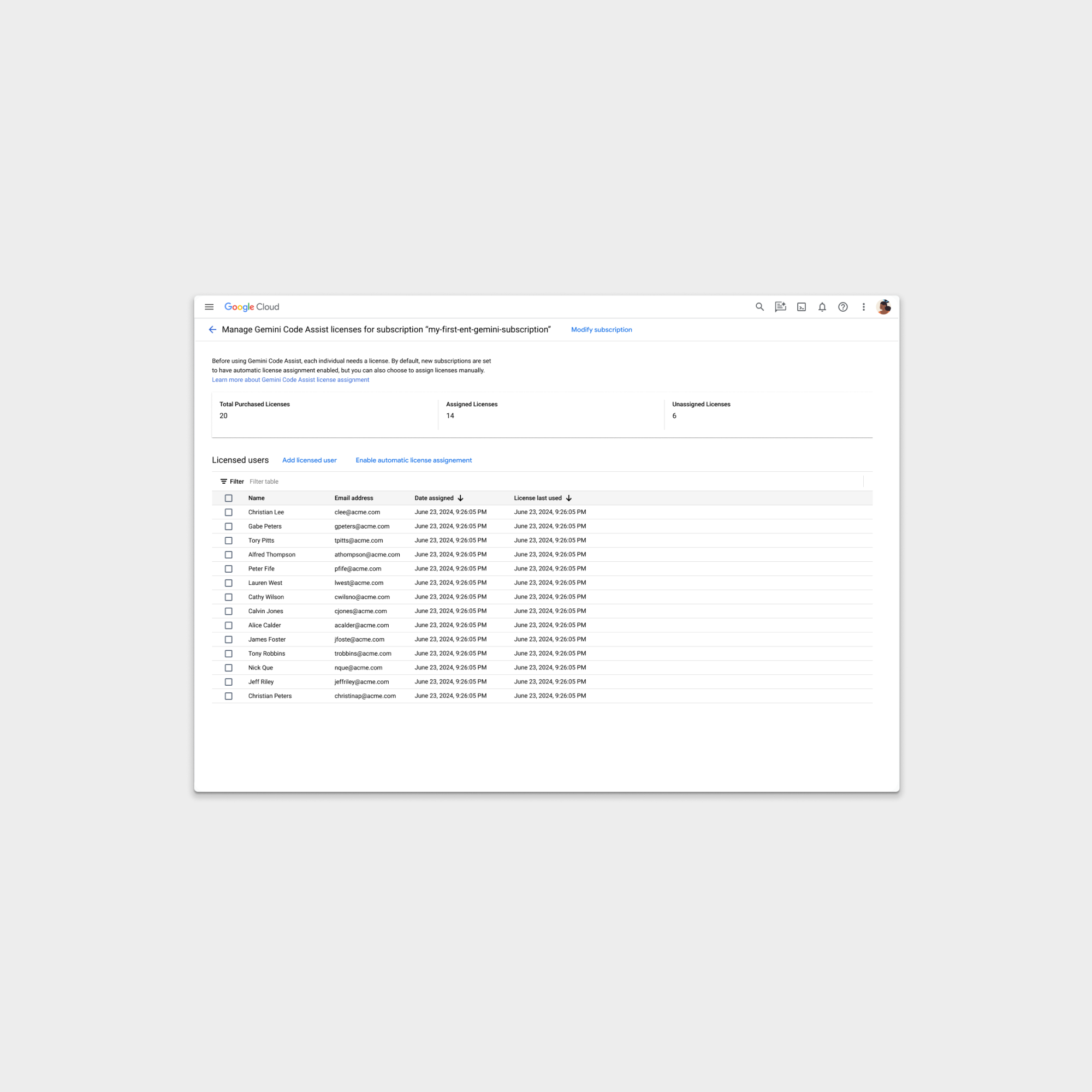 CUJ 04 License Pool Assignment Mockup